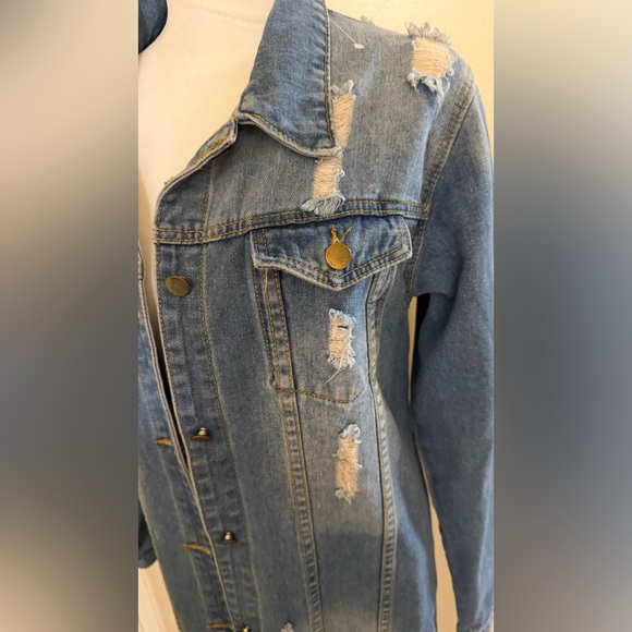 Long Blue Denim duster Jacket - Picture 3 of 7